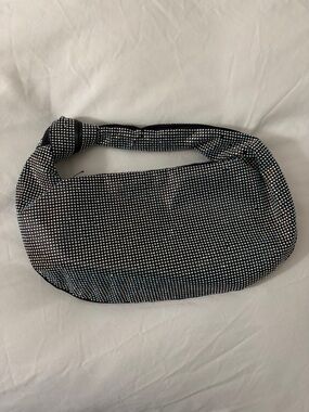 Zara Black Rhinestone Mesh Handle Shoulder Bag